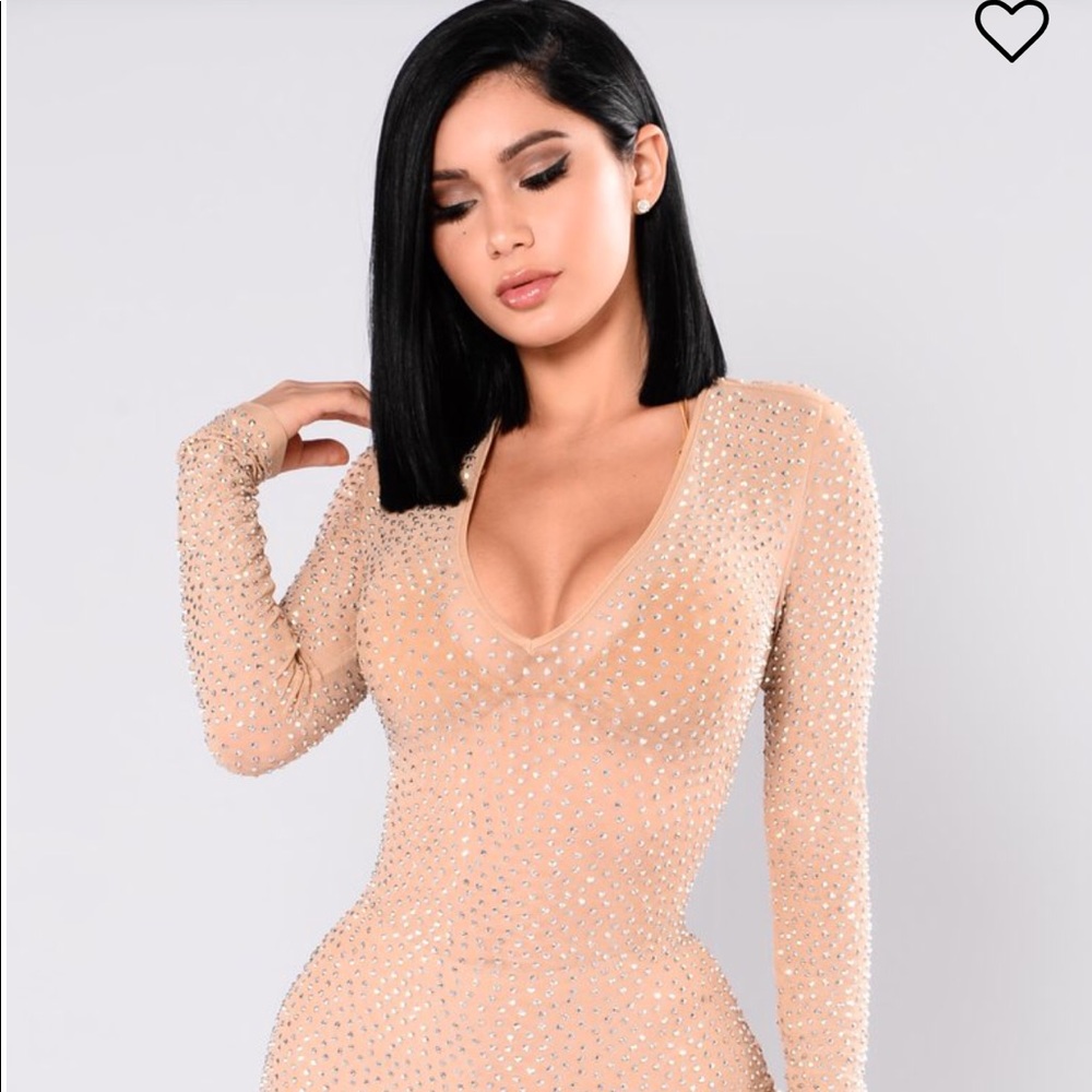 Rhinestone nude dress